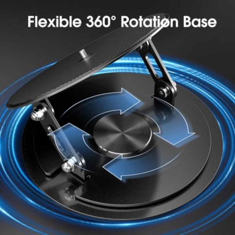 Desktop Projector Stand for Home Office Studio: Aluminum Alloy Folding Dual Rod Support, Black, 5kg Load Capacity 360 Rotatable Base - Image 3