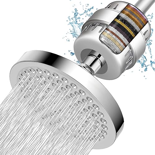 Nuodan Filtered Shower Head, High Pressure Rain Shower Head Filter Set for Hard Water Removes Chlorine and Harmful Substances (Chrome) - Image 1
