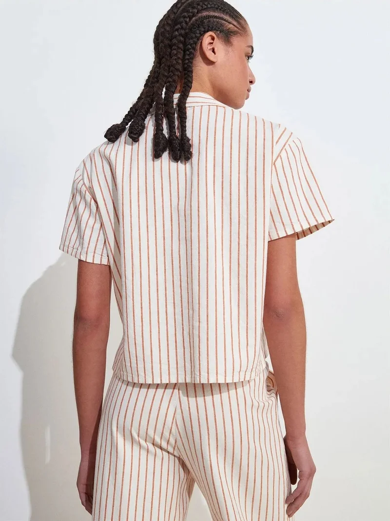 ديلفين Dilvin Women's Linen Blended Short Sleeve Shirt