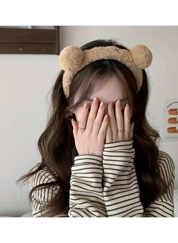 Goolsky 1 قطعة دبابيس أذن دب لطيفة مزينة، طوق شعر ناعم غير قابل للانزلاق، إكسسوارات شعر لخريف وشتاء النساء - Image 2