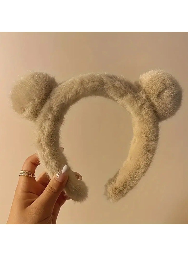 Goolsky 1 قطعة دبابيس أذن دب لطيفة مزينة، طوق شعر ناعم غير قابل للانزلاق، إكسسوارات شعر لخريف وشتاء النساء - Image 4