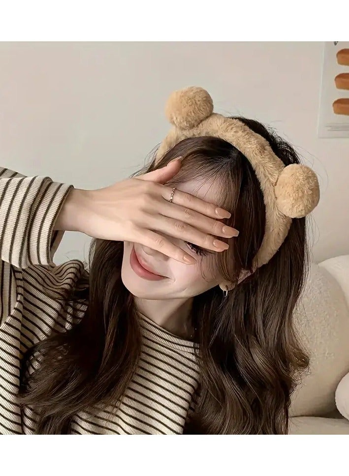 Goolsky 1 قطعة دبابيس أذن دب لطيفة مزينة، طوق شعر ناعم غير قابل للانزلاق، إكسسوارات شعر لخريف وشتاء النساء - Image 3