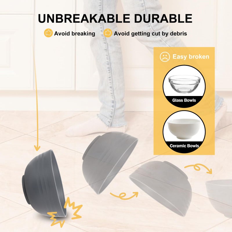 Rubtlamp 16Pcs Plastic Wheat Straw Dinnerware Set, Reusable Plastic Dishes Set for 4, Kitchen Plates And Bowls Set (Deep Four Colors) Include Dinner Plates, Dessert Plates, Cereal Bowls, Cups - Image 4