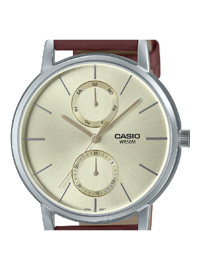 CASIO - Men Watch Analog Multi Hand Silver Dial Leather Band MTP-B310L-9AVDF - Image 1