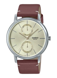 Men Watch Analog Multi Hand Silver Dial Leather Band MTP-B310L-9AVDF