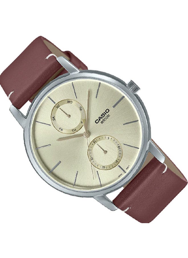 CASIO - Men Watch Analog Multi Hand Silver Dial Leather Band MTP-B310L-9AVDF - Image 1