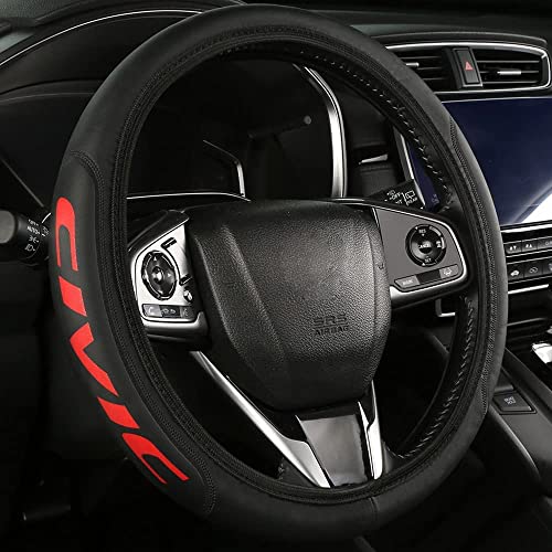 HUIANTS Leather Steering Wheel Cover Compatible with Civic Universal SizeRed - Image 1