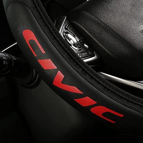 HUIANTS Leather Steering Wheel Cover Compatible with Civic Universal SizeRed - Image 3