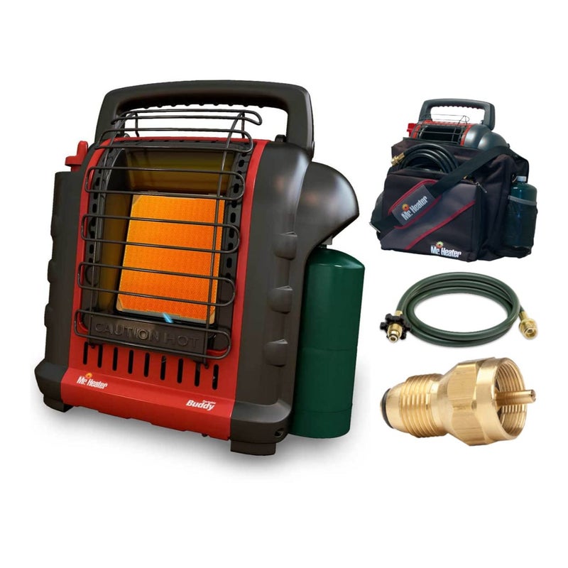 Mr. Heater Mr Heater MH9X 49000 BTU Portable Buddy Heater Deluxe Travel Bundle with Buddy Bag 10Feet Hose and Adapter 4 Items 