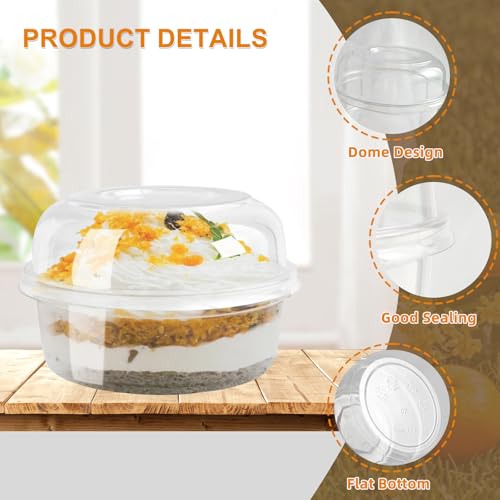 OBXMLFY 8oz Plastic Containers With Lids And Spoons 50 Pack, Dessert Cups With Lids,Small Disposable Snack Bowls For Ice Cream Cake Fruit Parfait Pudding And Jello Shot (8oz) - Image 5