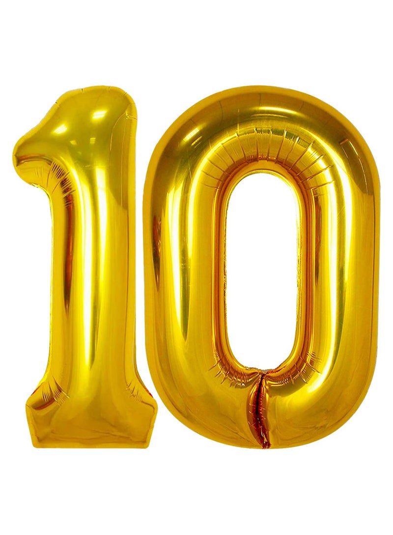 KATCHON Gold Number 10 Foil Balloon for 10th Birthday Decoration - Image 1