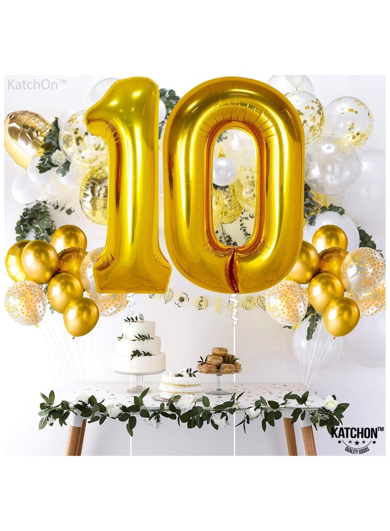 KATCHON Gold Number 10 Foil Balloon for 10th Birthday Decoration - Image 4