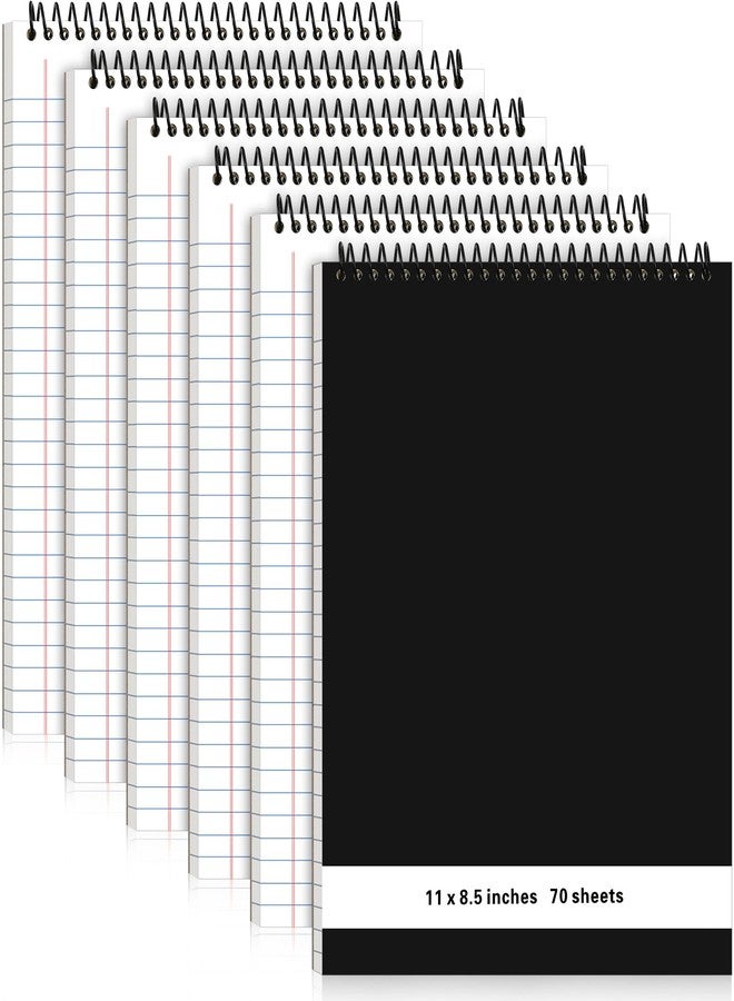 Resurhang 6 Pcs Legal Pad Top Spiral Bound Notebook 11 x 8.5 Inches Wirebound Notepad Double Sided Ruled Memo Office Steno Book with Stiff Back Durable Cover for School Business, 70 Sheets (White) - Image 1