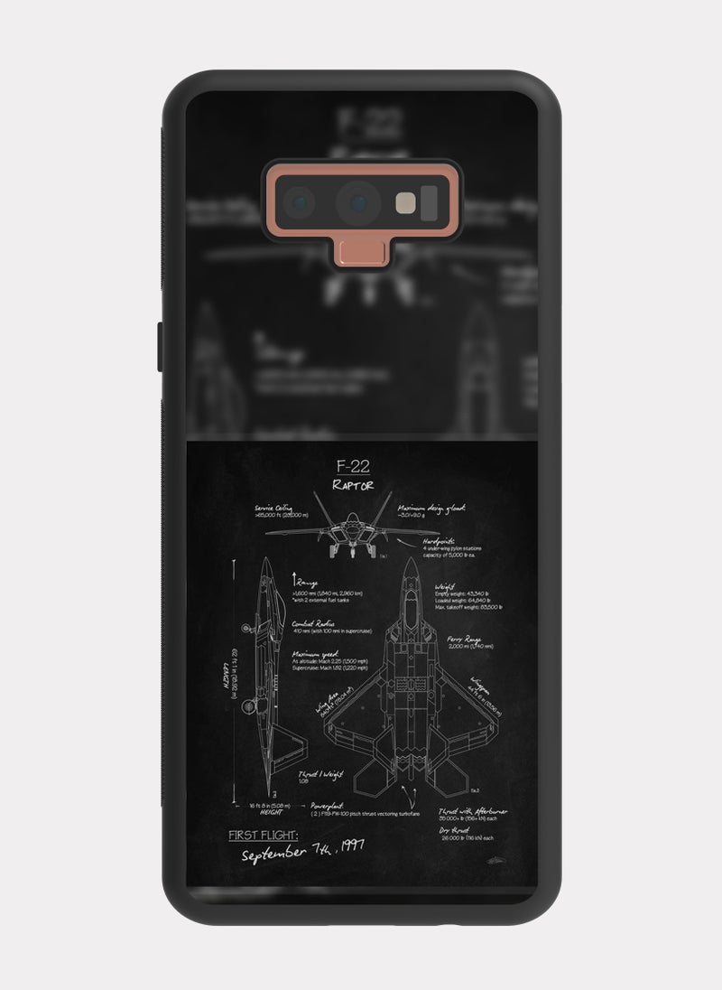 بكسلات كفر سامسونج جالكسي نوت 9 مخطط طائرة اف 22 رابتور ابيض - Image 1