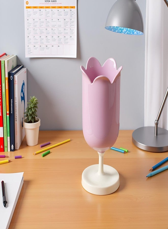 Labriciyon 1Pc Purple Pen Holder for Desk,Plastic Tulip Pen Holder,Cute Stationery Organizer Pencil Stand Case,Girl Makeup Box,Pencil Desktop Decor,Pen and Pencil Holders,Office and School Supplies,Dispensers - Image 5