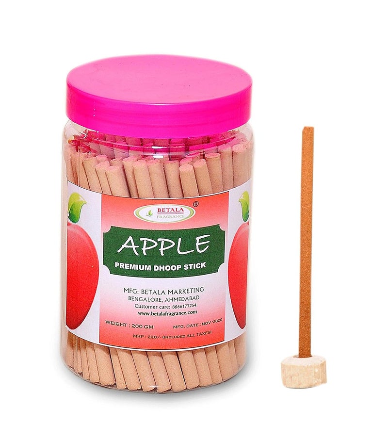 BETALA FRAGRANCE Betala Fragrance Apple Flavour Dhoop Sticks 200 g Dhup Batti Stick with Stick Stand Holder Bamboo Less Non Charcoal Apple - Image 1