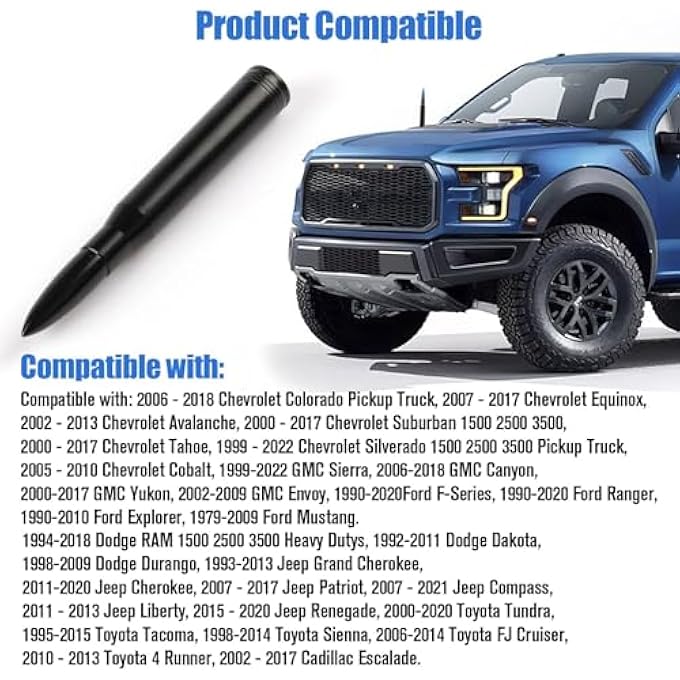 Bukela Universal Car Antenna Replacement Compatible With Ford Dodge Chevrolet Gmc Jeep Toyota Truck Replacement Antenna  Made Of Rugged Billet And Aluminum Black Car Accessories - Image 5
