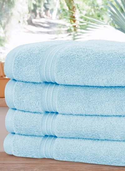 Bliss Casa 4-Piece 100% Combed Cotton Hand Towels - 550 GSM Quick Dry Highly Absorbent Hand Towel Set 16x28 Inch Light Blue 40x70cm