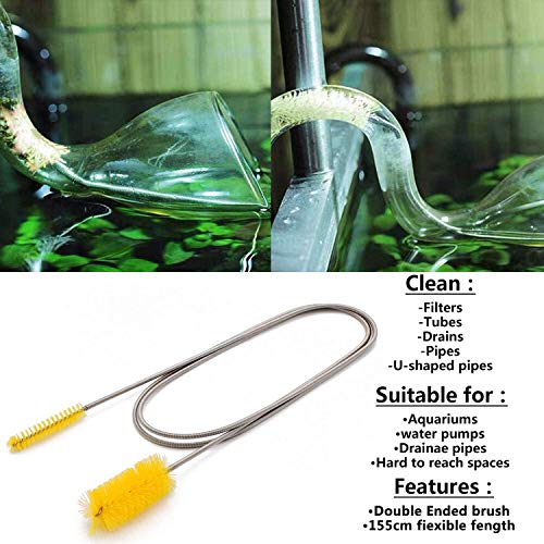 desin Flexible Drain Brush, Nylon Cleaner Double Ended Elastic Hose Pipe 67-inch and 2 PCS 8.2-inch Straw Cleaning Brush (Yellow) - Image 5