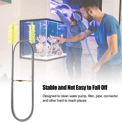 desin Flexible Drain Brush, Nylon Cleaner Double Ended Elastic Hose Pipe 67-inch and 2 PCS 8.2-inch Straw Cleaning Brush (Yellow) - Image 4