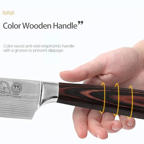 XYJ Stainless Steel Kitchen Knives Set 8 Piece Chef Knife Set with Carry Case Bag & Sheath Well Balance Ergonomic Handle - Image 5