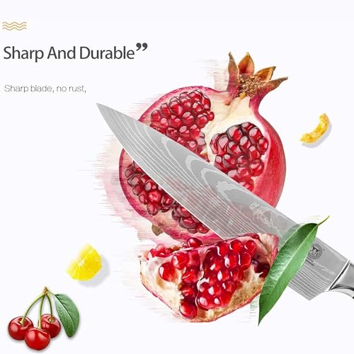 XYJ Stainless Steel Kitchen Knives Set 8 Piece Chef Knife Set with Carry Case Bag & Sheath Well Balance Ergonomic Handle - Image 4