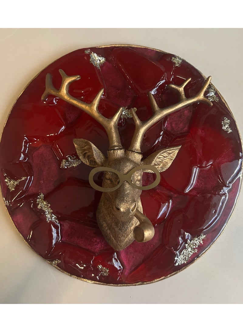 هازل فيستا لوحة جدارية يدوية الصنع على شكل غزال ملكي - Image 1