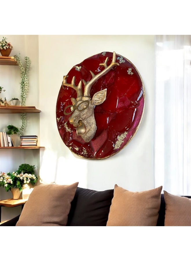 هازل فيستا لوحة جدارية يدوية الصنع على شكل غزال ملكي - Image 3