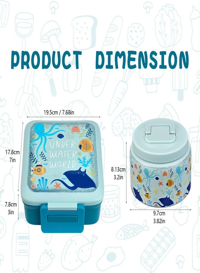 JXXM Bento Lunch Box with 8oz Soup thermo (Blue-Octopus) - Image 2
