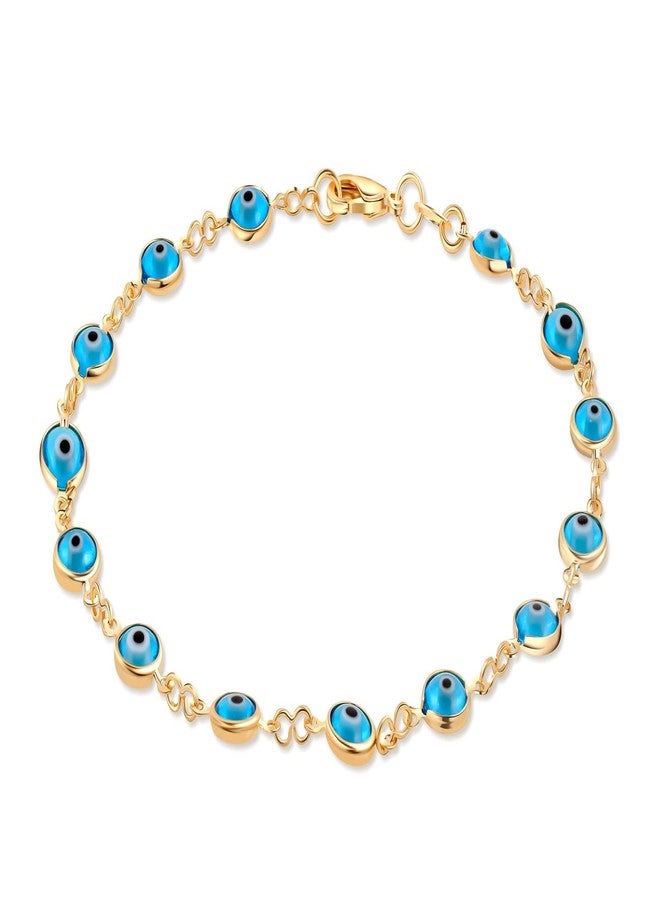 Barzel 18k Gold Plated Evil Eye Anklet Bracelet, 10 Inches, Brass - Image 1