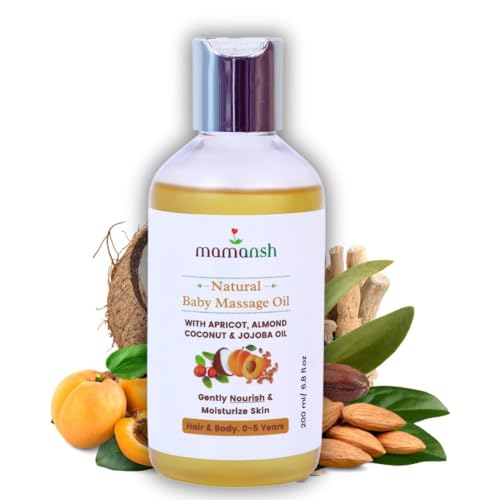 Mamansh Natural Baby Oil - 10 Essential Oils & 3 Herbs With Vitamin E For Nourishment, Skin Development & Growth | 0-5 Years (All Skin Types) - 200 ML - Image 1