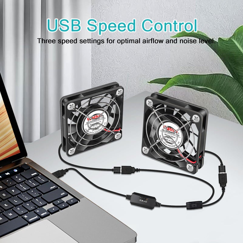 Wathai 2 Packs Wathai 60mm x 10mm USB Computer Fan 5V with Speed Control DC Brushless Cooling Fans for Charger PC Case Router Raspberry Pi Radiator Cooler Ventilation - Image 5