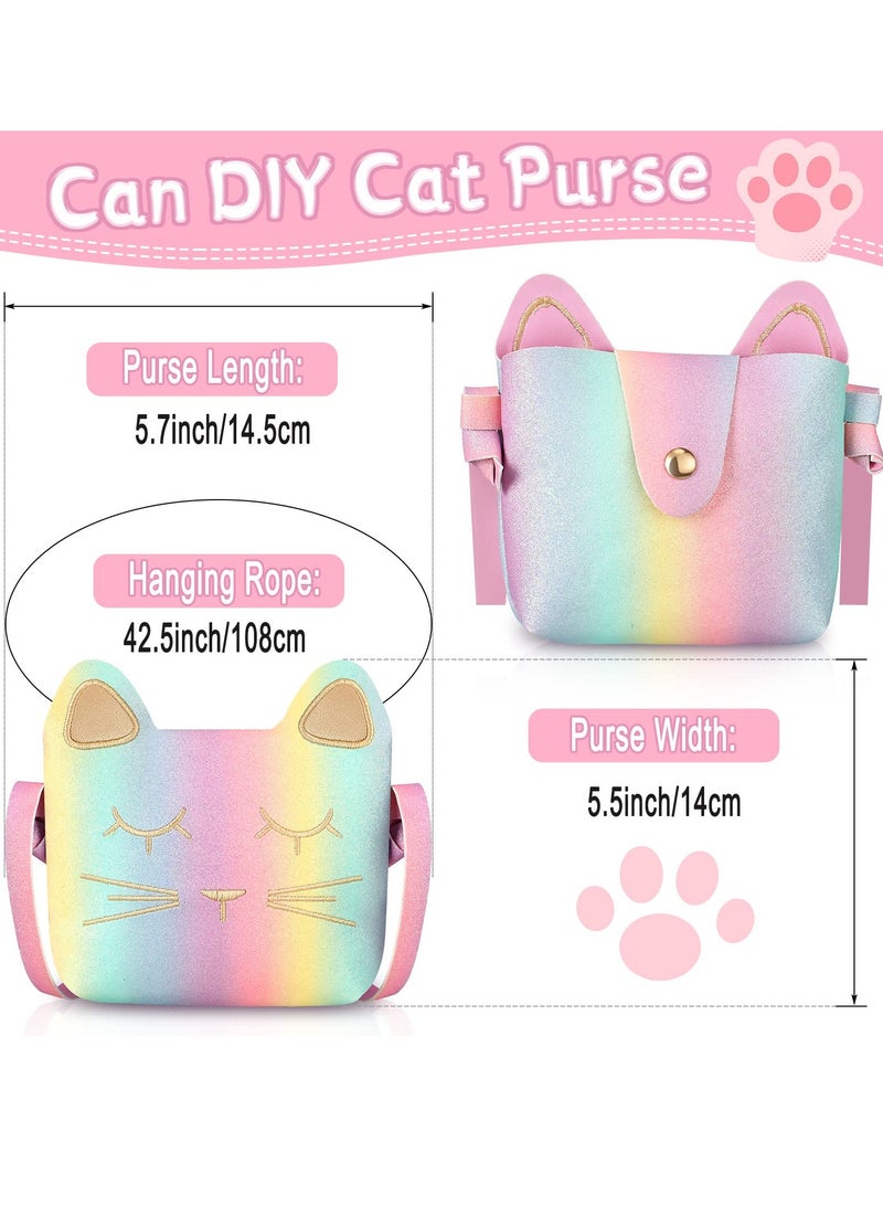 Princess Fashion Set, 3 Pcs Toddler Cute Cat Purse Heart Shaped Sunglasses with UV 400 Protection Crossbody Bag Glitter Small Wallet, Princess Accessories for Girls (Pink)  - Image 2