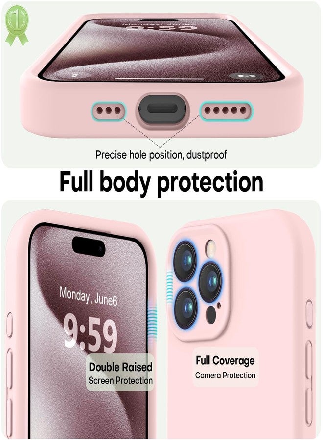 LOVE 3000 جراب LOVE 3000 مصمم خصيصًا لهاتف iPhone 15 Pro Max، مصنوع من السيليكون الفاخر مع بطانة ناعمة من الألياف الدقيقة المقاومة للخدش، جراب واقٍ مقاوم للصدمات مناسب للرجال والنساء والفتيات، مقاس 6.7 بوصة، لون وردي طباشيري - Image 3