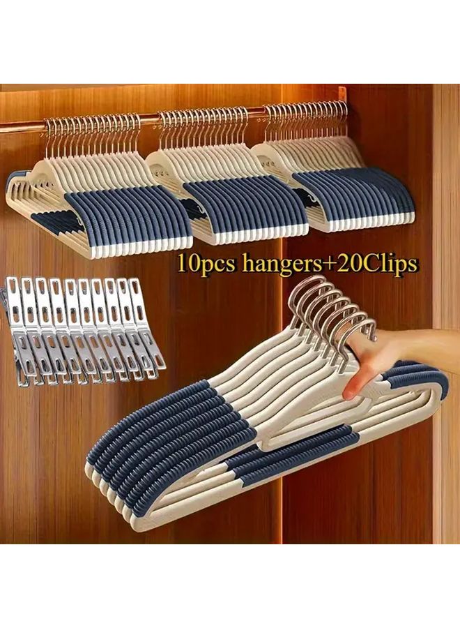 30 Pieces Durable Plastic Hangers with Stainless Steel Clips Monsoon Gray - Image 2