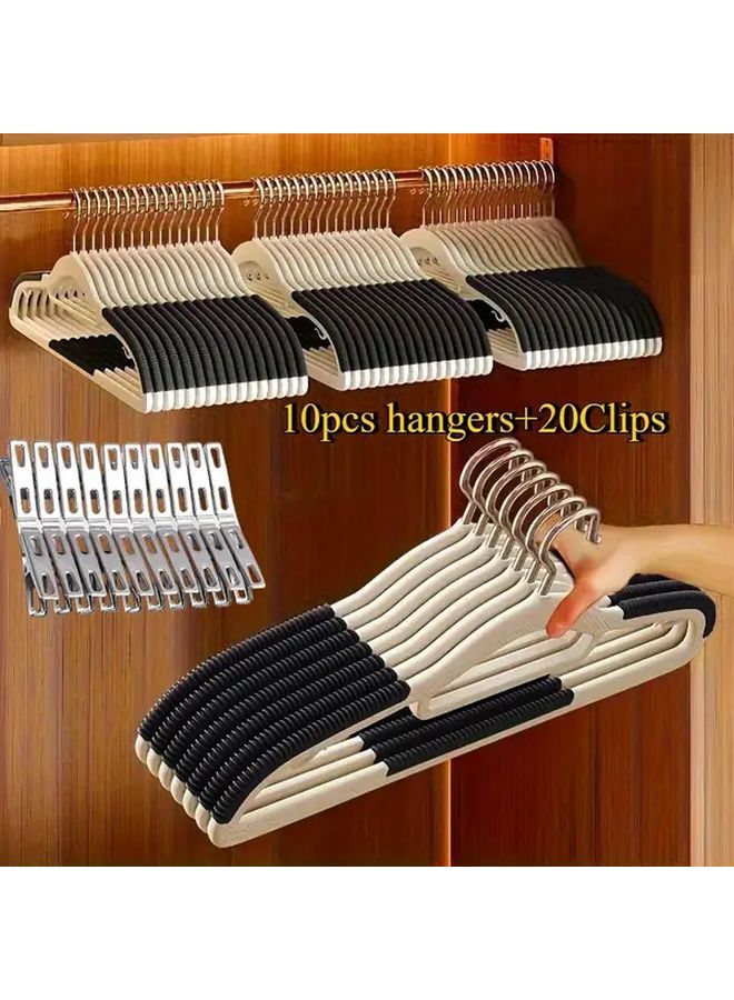 30 Pieces Durable Plastic Hangers with Stainless Steel Clips Monsoon Gray - Image 1
