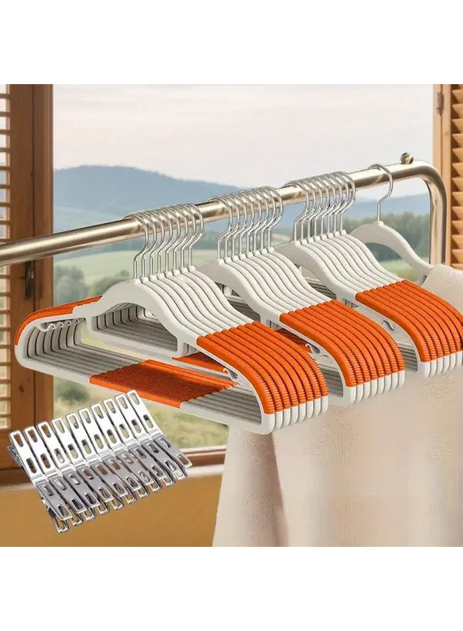 30 Pieces Durable Plastic Hangers with Stainless Steel Clips Monsoon Gray - Image 3