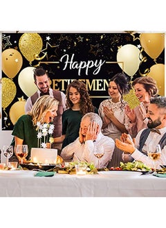 Tatuo Happy Retirement Party Supplies Decorations Balloons With 1 Retirement Backdrop Set For Women And Men Theme Retirement Party Decoration (Gold Black)  - Image 5