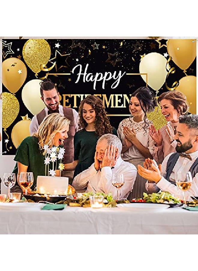 Tatuo Happy Retirement Party Supplies Decorations Balloons With 1 Retirement Backdrop Set For Women And Men Theme Retirement Party Decoration (Gold Black)  - Image 5
