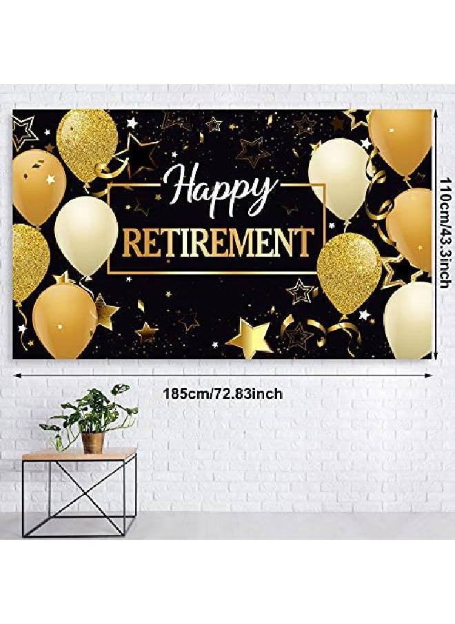 Tatuo Happy Retirement Party Supplies Decorations Balloons With 1 Retirement Backdrop Set For Women And Men Theme Retirement Party Decoration (Gold Black)  - Image 4