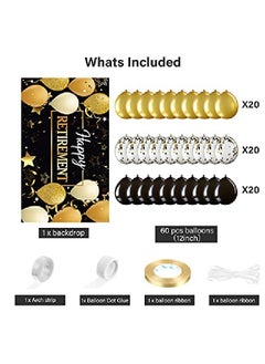 Tatuo Happy Retirement Party Supplies Decorations Balloons With 1 Retirement Backdrop Set For Women And Men Theme Retirement Party Decoration (Gold Black)  - Image 2