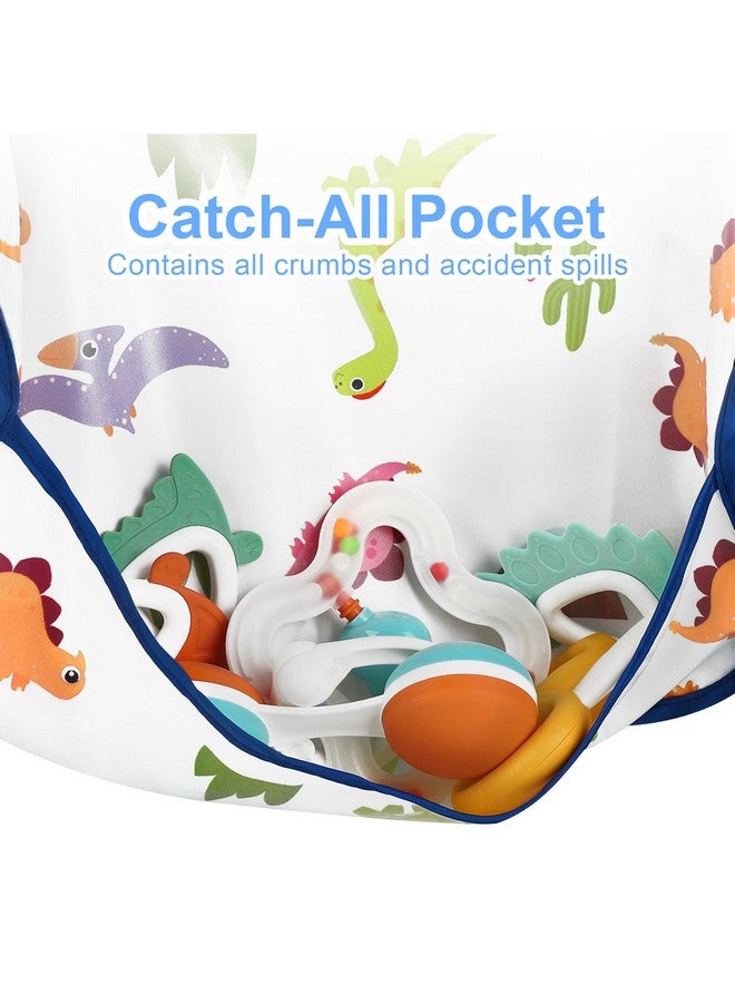 Accmor 5pcs Baby Bibs, Waterproof Baby Toddler Apron Bibs, Short Sleeve Smock Bib, Baby Food Bibs for Baby Boys Girls Feeding Eating - Image 4