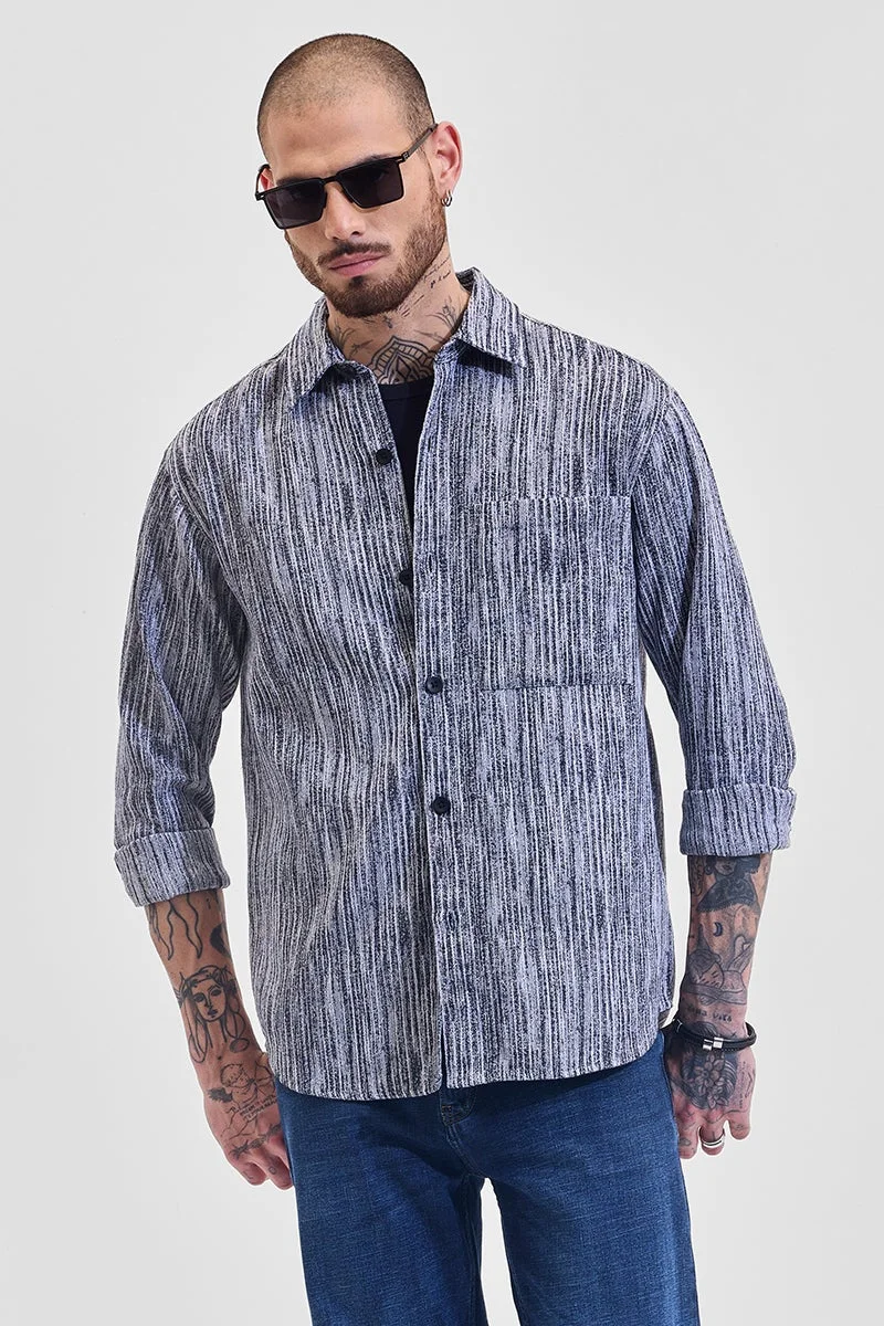 SNITCH Navy Abstract Long Sleeve Relaxed Overshirt