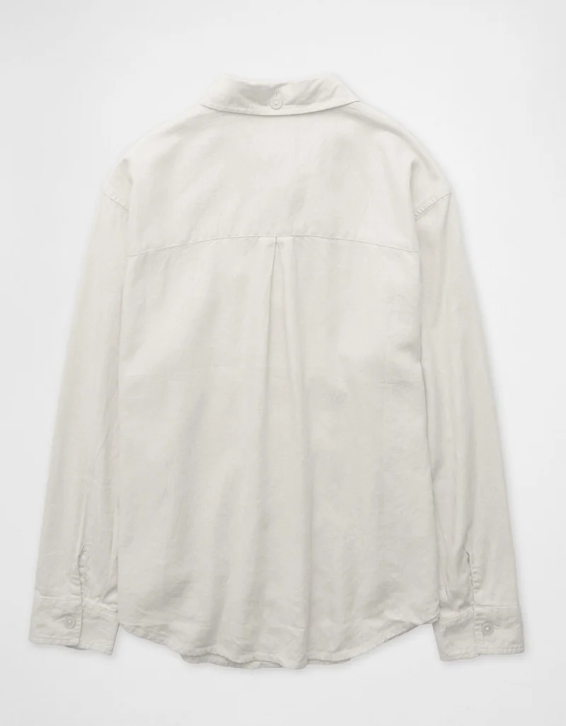 American Eagle  AE Oversized Linen-Blend Button-Up Shirt for Women | Best Price UAE