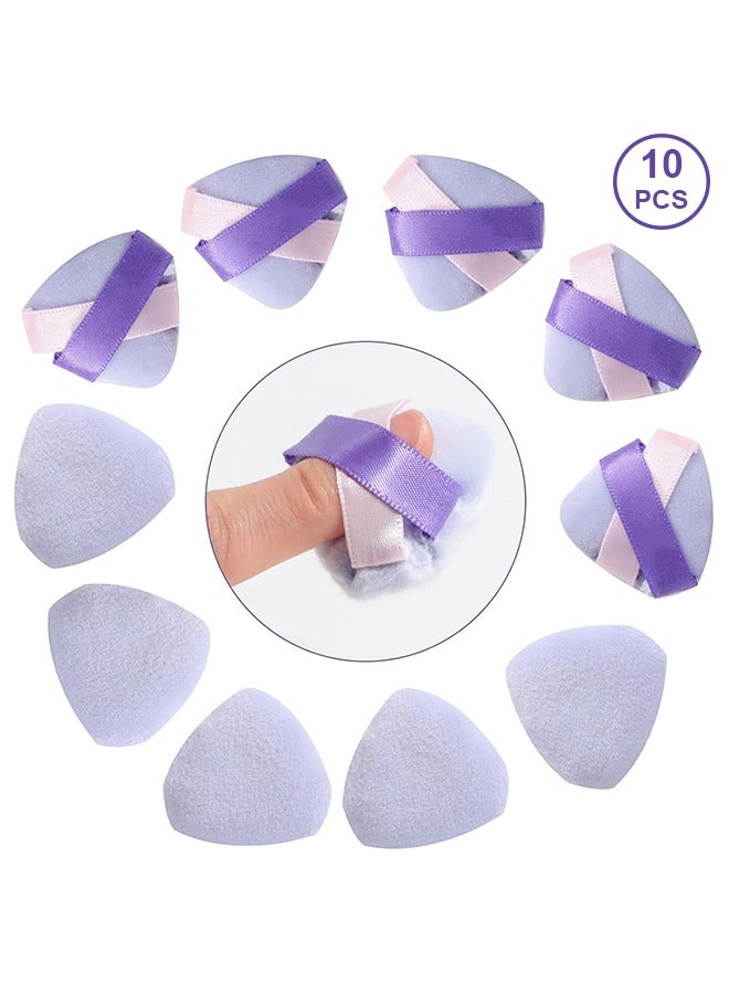 10Pcs Mini Triangle Powder Puff, Finger Makeup Puff, Compact & Convenient, Precise Concealing & Brightening, Chic Color-block Design, Ideal for Storage & Portability  - Image 1