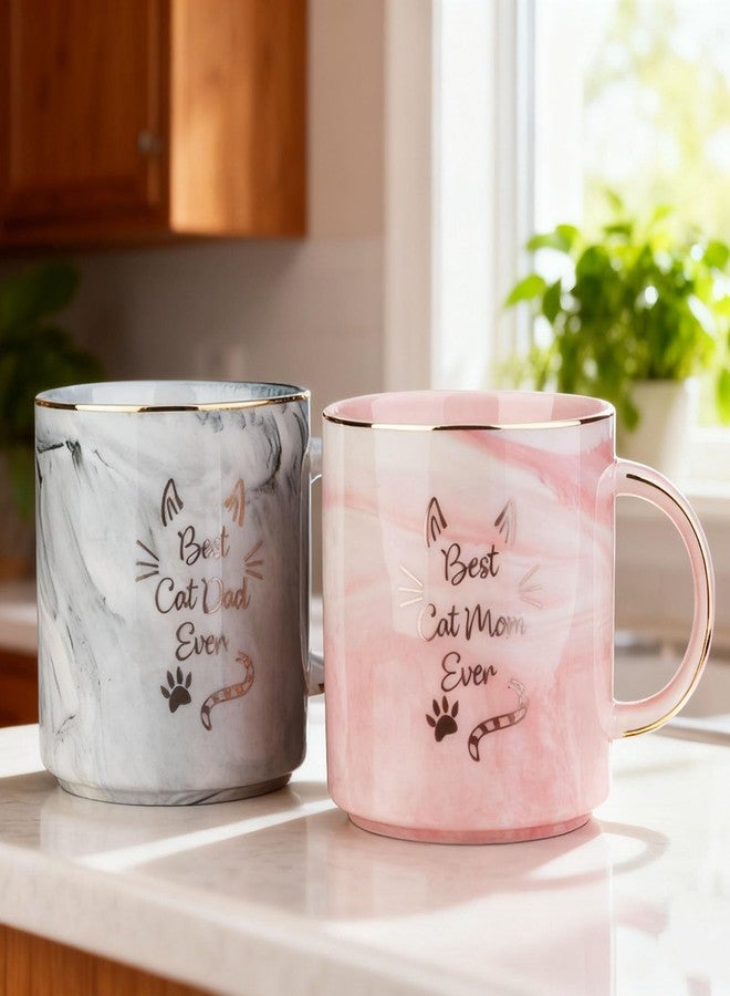 Mecai Funny Mugs For Cat Lovers Couples-Best Mom/Dad Ever Coffee Mug Set,Funny Gift Ideas For Men and Women New Cat Parent Gifts - Image 1