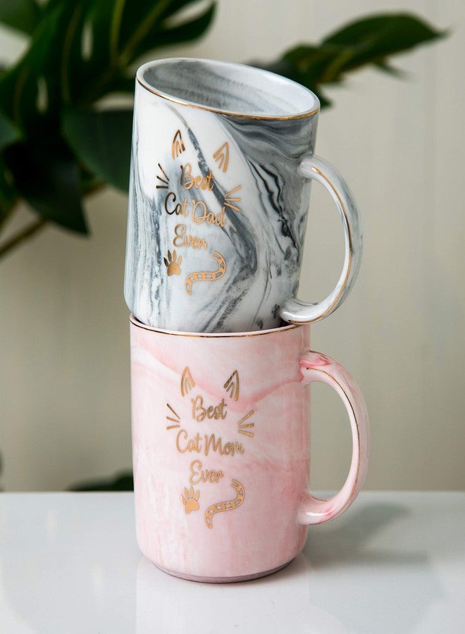 Mecai Funny Mugs For Cat Lovers Couples-Best Mom/Dad Ever Coffee Mug Set,Funny Gift Ideas For Men and Women New Cat Parent Gifts - Image 2