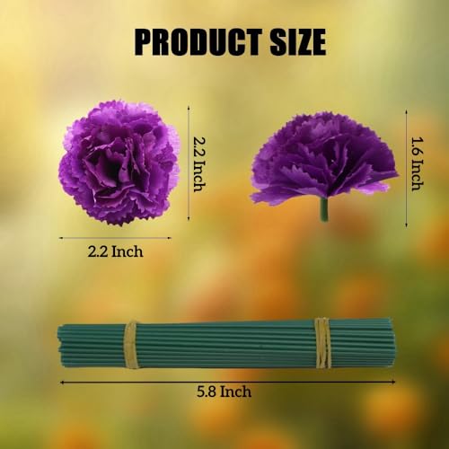 YGbridge Artificial Marigold Flowers with Stems 60 Pcs Purple Flowers Silk Flower Marigolds for Day of The Dead Decoration Diwali Decor Ofrenda Decor Marigold Garland Decor 60 Purple - Image 3