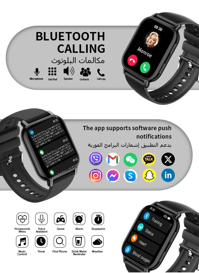 WAPIK - Korean Brand P5S Smart Watch,Business Smartwatch,Waterproof Fitness Watch, Bluetooth Calling,Smart watch for Men, Zinc Alloy Vacuum Plating, Heart Rate Monitoring,Smart watch for women Black - Image 1