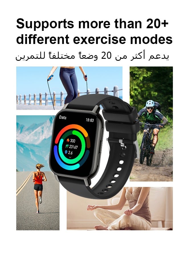 WAPIK - Korean Brand P5S Smart Watch,Business Smartwatch,Waterproof Fitness Watch, Bluetooth Calling,Smart watch for Men, Zinc Alloy Vacuum Plating, Heart Rate Monitoring,Smart watch for women Black - Image 1
